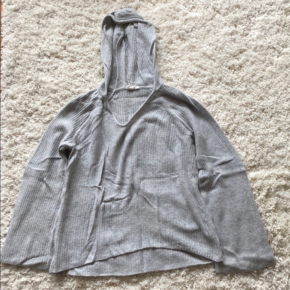 Gray Bell Sleeved Hooded Sweater